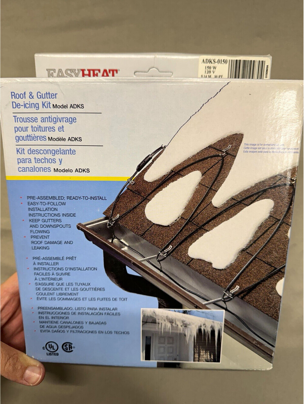 EasyHeat ADKS-0150 Roof & Gutter De-Icing Cable Kit, 30 ft Black